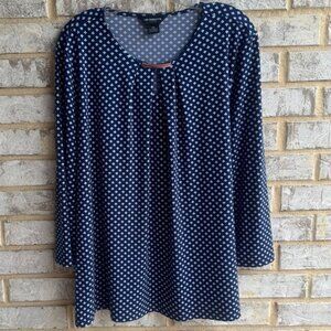 Liz Claiborne 3/4 Sleeve Drapery Neck Geo Stretch Career Blouse Women's Size XXL